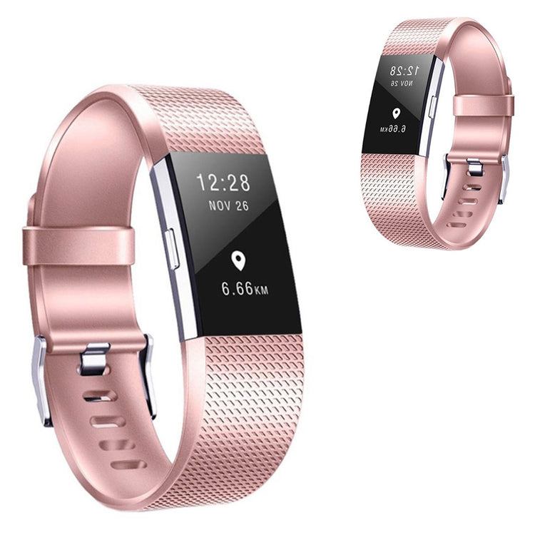 Meget holdbart Fitbit Charge 2 Silikone Rem - Størrelse: L - Pink#serie_2