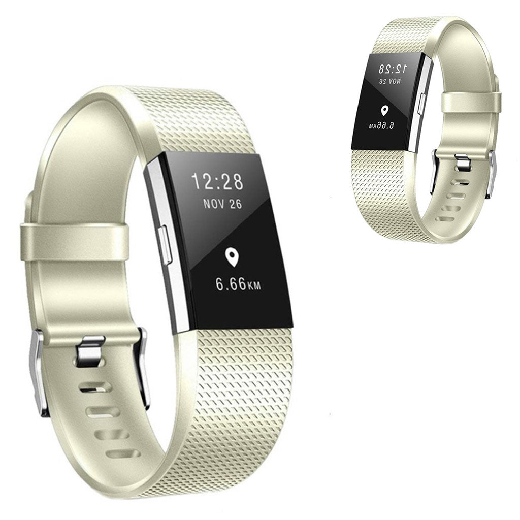 Meget holdbart Fitbit Charge 2 Silikone Rem - Størrelse: L - Guld#serie_4