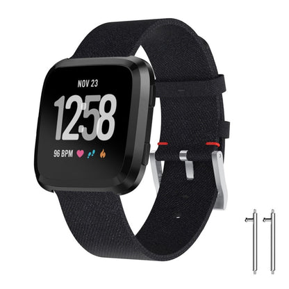 Komfortabel Fitbit Versa Nylon Rem - Sort#serie_4
