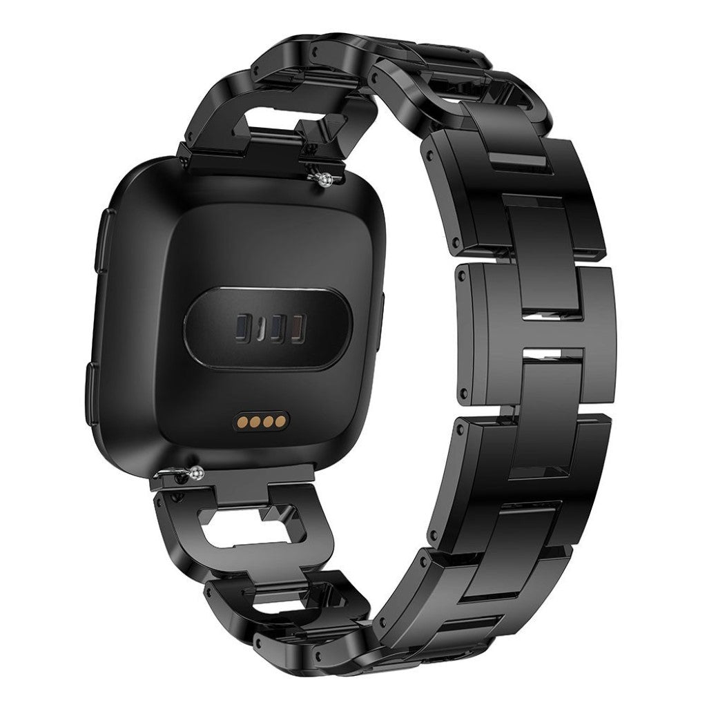 Fint Fitbit Versa Metal og Rhinsten Rem - Sølv#serie_2