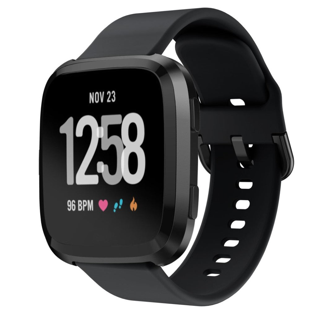 Vildt slidstærk Fitbit Versa Silikone Rem - Sort#serie_1