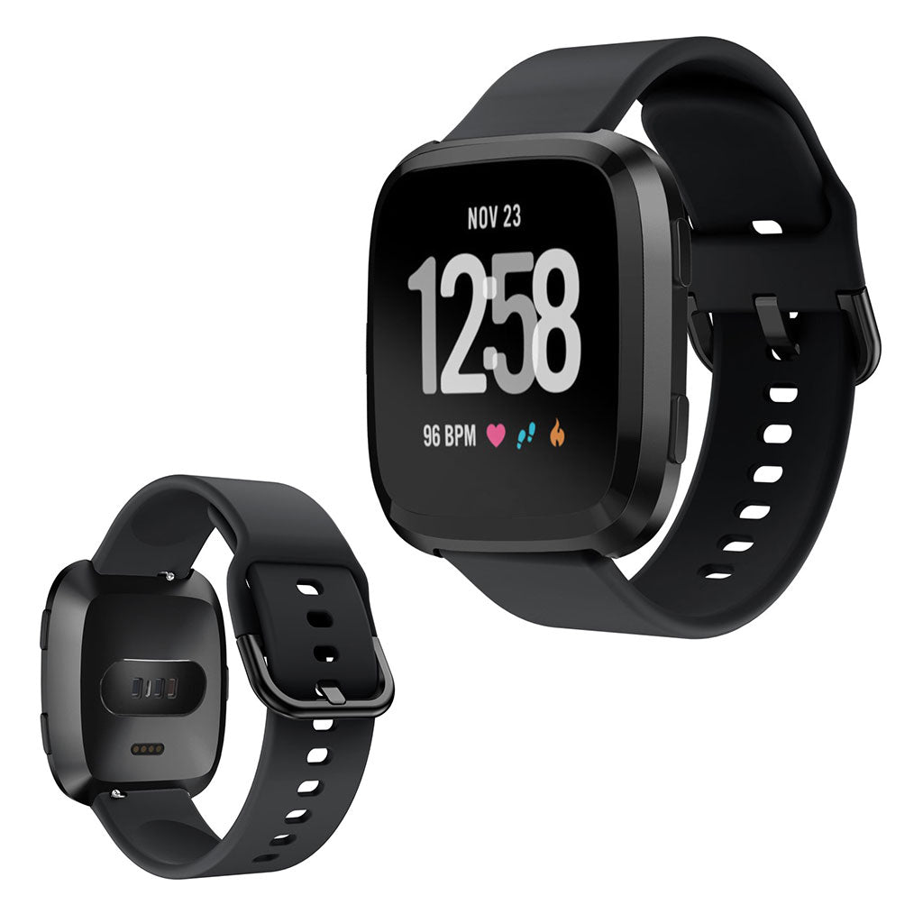 Vildt slidstærk Fitbit Versa Silikone Rem - Sort#serie_1