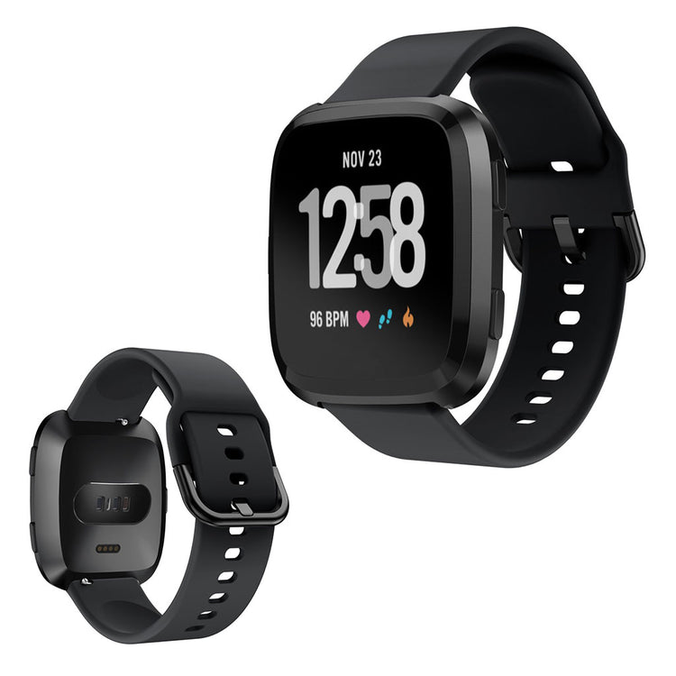 Vildt slidstærk Fitbit Versa Silikone Rem - Sort#serie_1