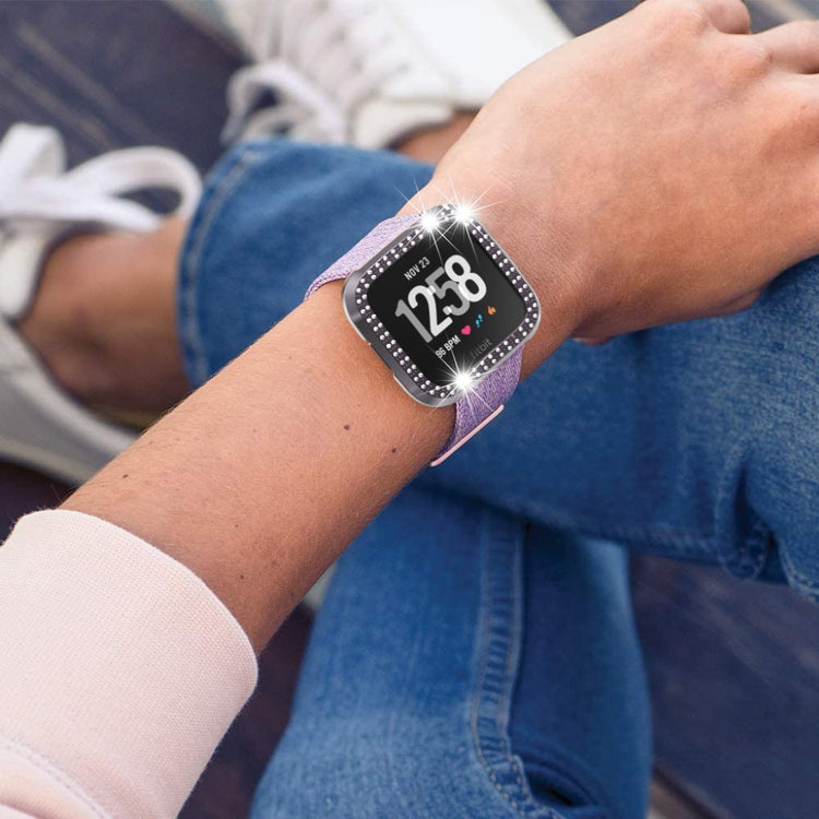 Fitbit Versa  Rhinsten og Silikone Bumper  - Sølv#serie_4