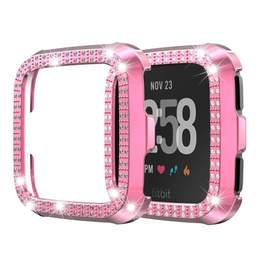 Fitbit Versa  Rhinsten og Silikone Bumper  - Pink#serie_6