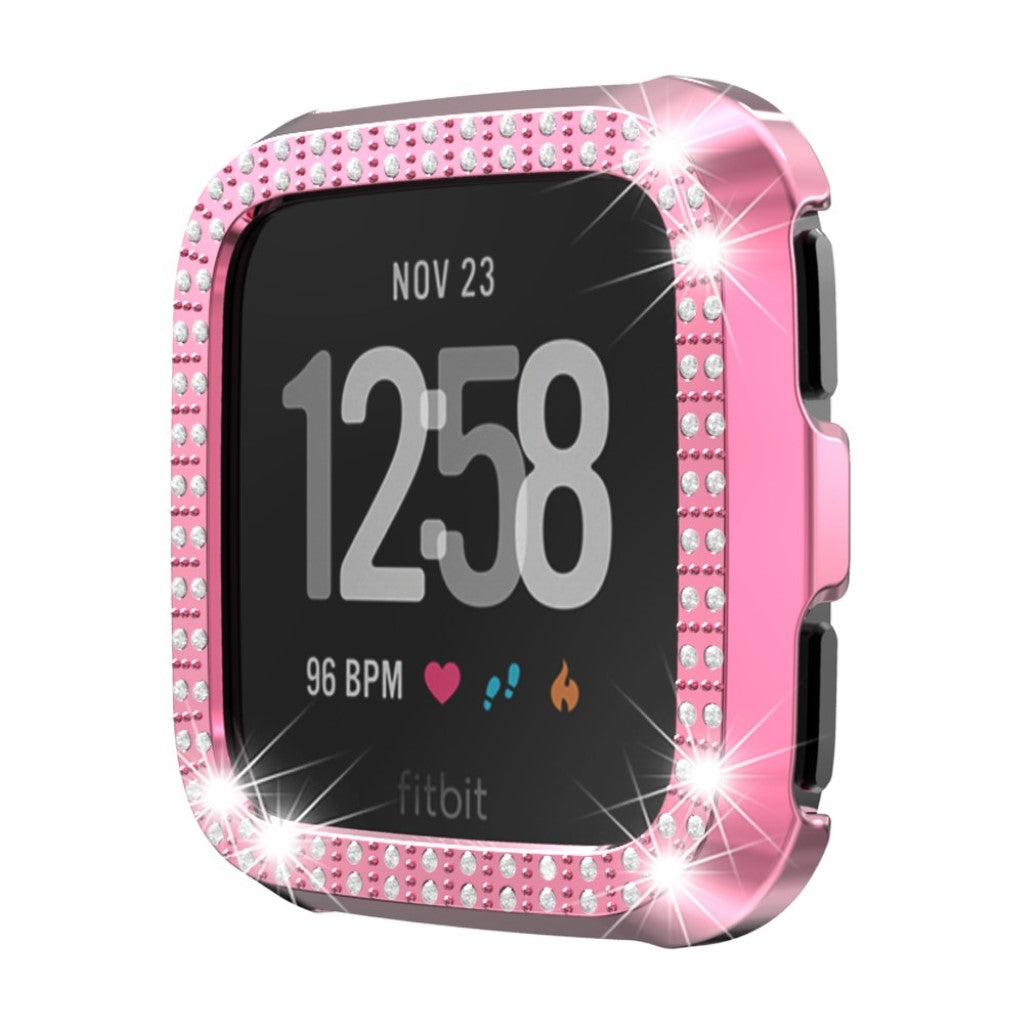 Fitbit Versa  Rhinsten og Silikone Bumper  - Pink#serie_6