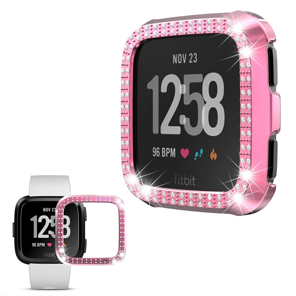 Fitbit Versa  Rhinsten og Silikone Bumper  - Pink#serie_6