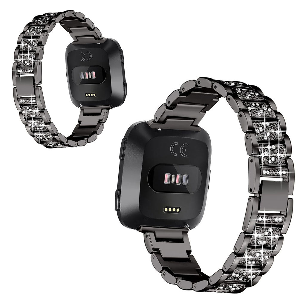 Nydelig Fitbit Versa Metal og Rhinsten Rem - Sort#serie_1