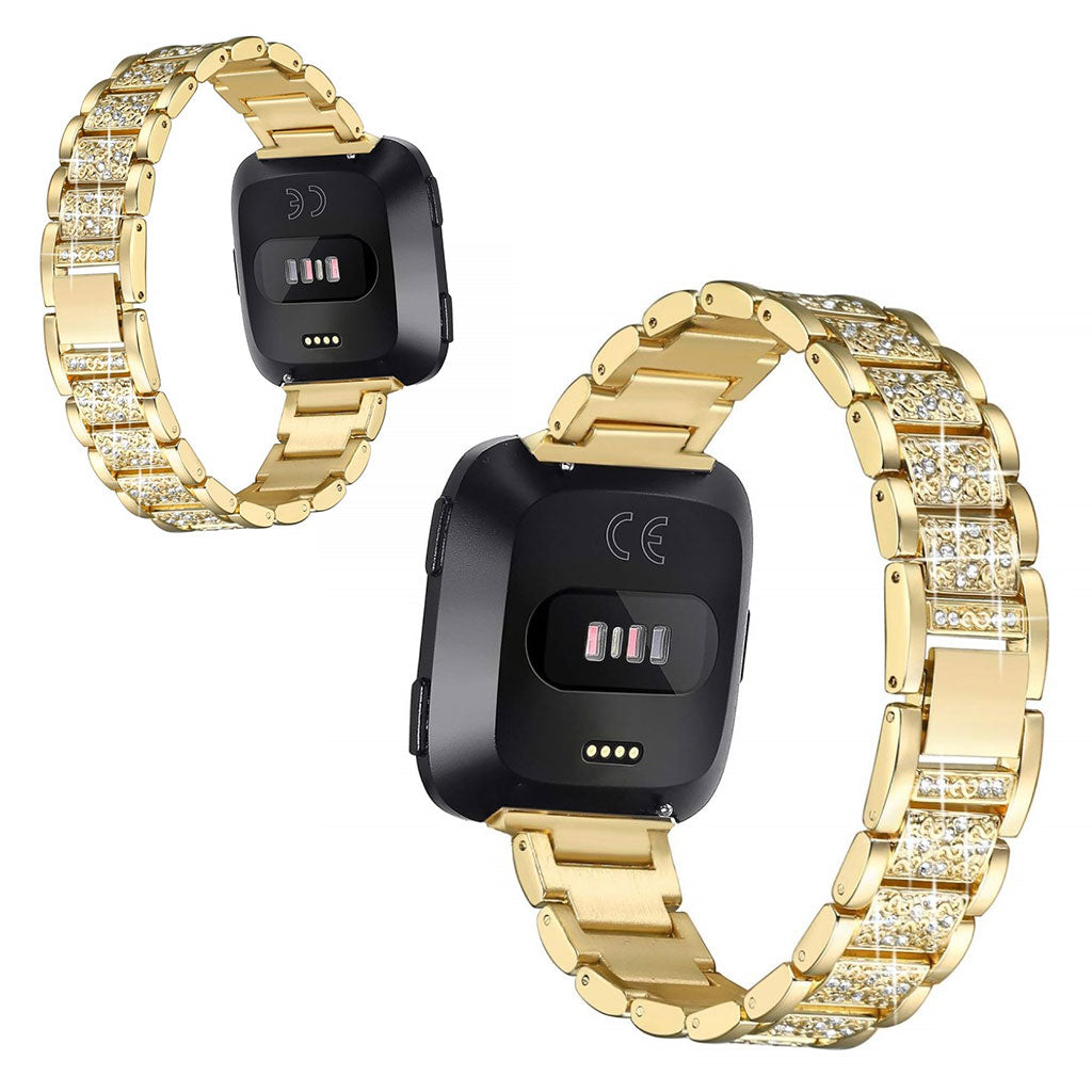 Nydelig Fitbit Versa Metal og Rhinsten Rem - Guld#serie_5