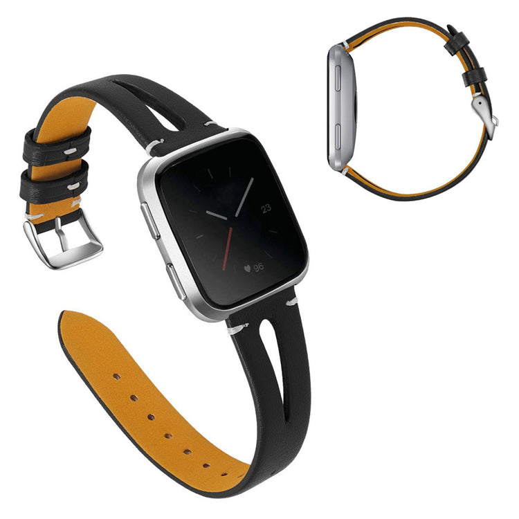 Super fantastisk Fitbit Versa Ægte læder Rem - Sort#serie_1