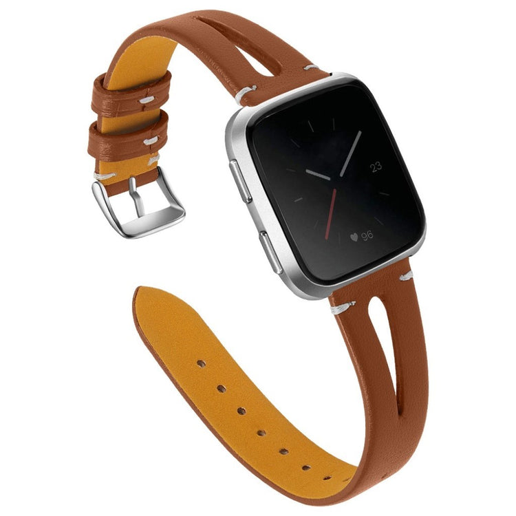 Super fantastisk Fitbit Versa Ægte læder Rem - Brun#serie_11