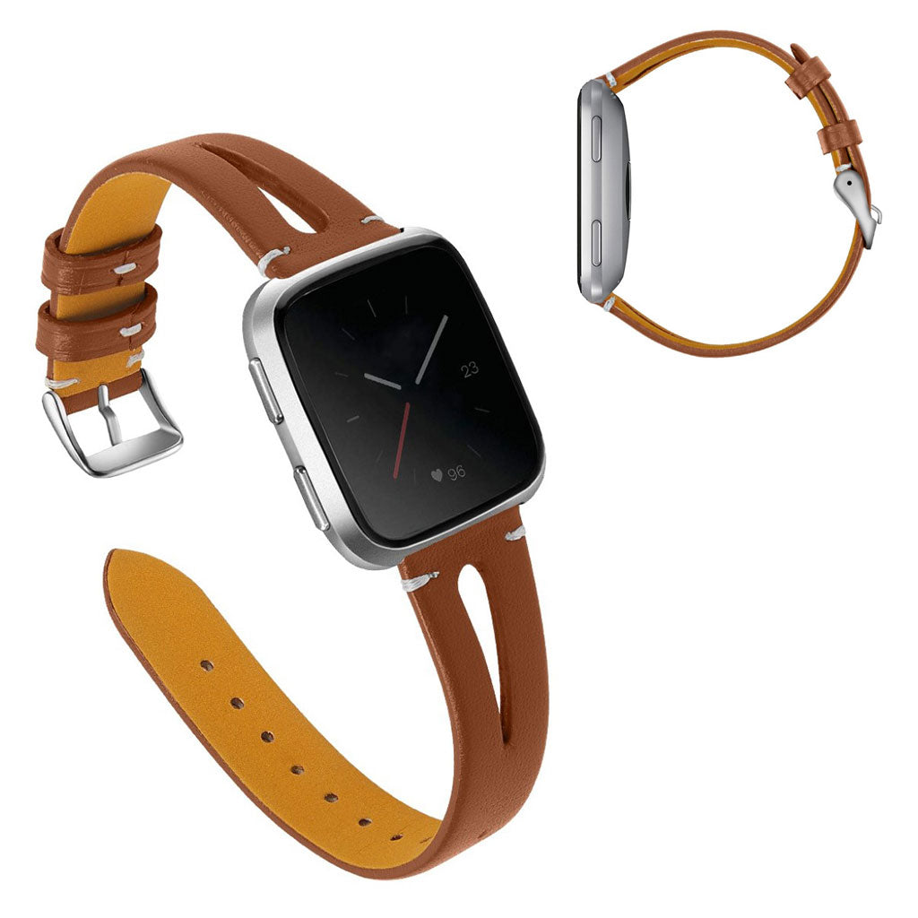 Super fantastisk Fitbit Versa Ægte læder Rem - Brun#serie_11