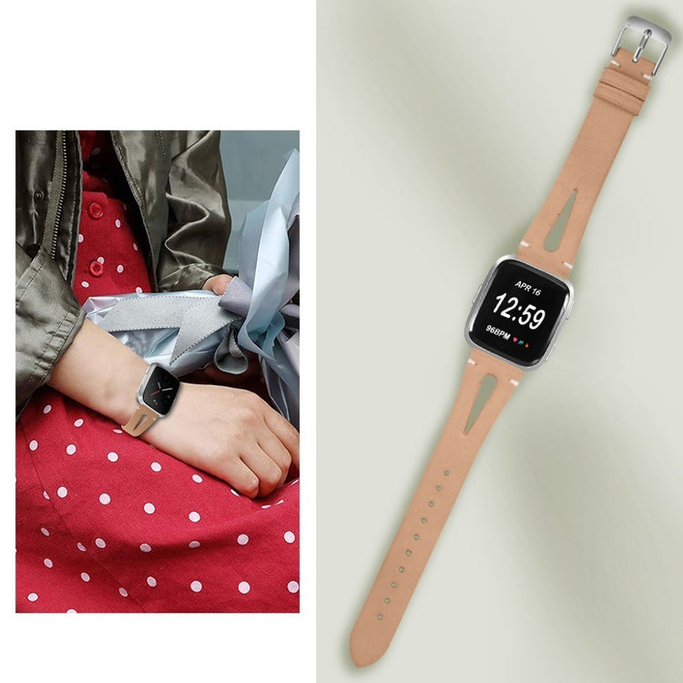 Super fantastisk Fitbit Versa Ægte læder Rem - Brun#serie_3