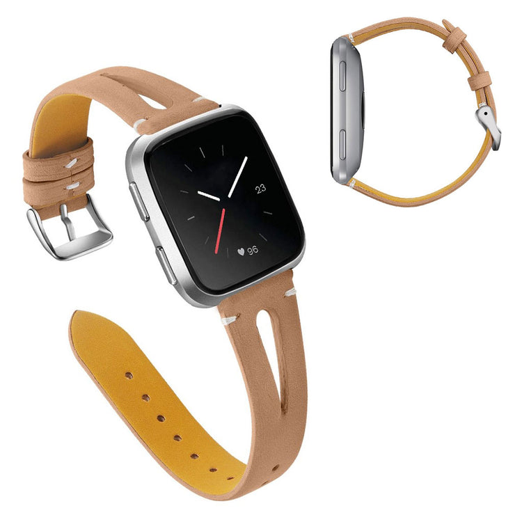 Super fantastisk Fitbit Versa Ægte læder Rem - Brun#serie_3