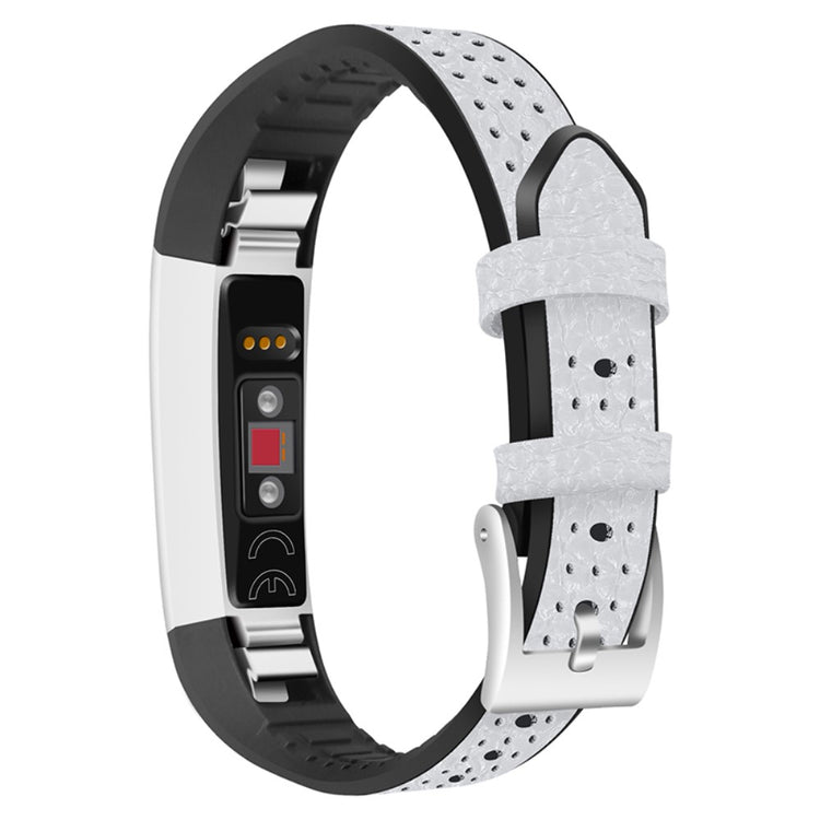 Super holdbart Fitbit Alta Ægte læder Rem - Hvid#serie_1