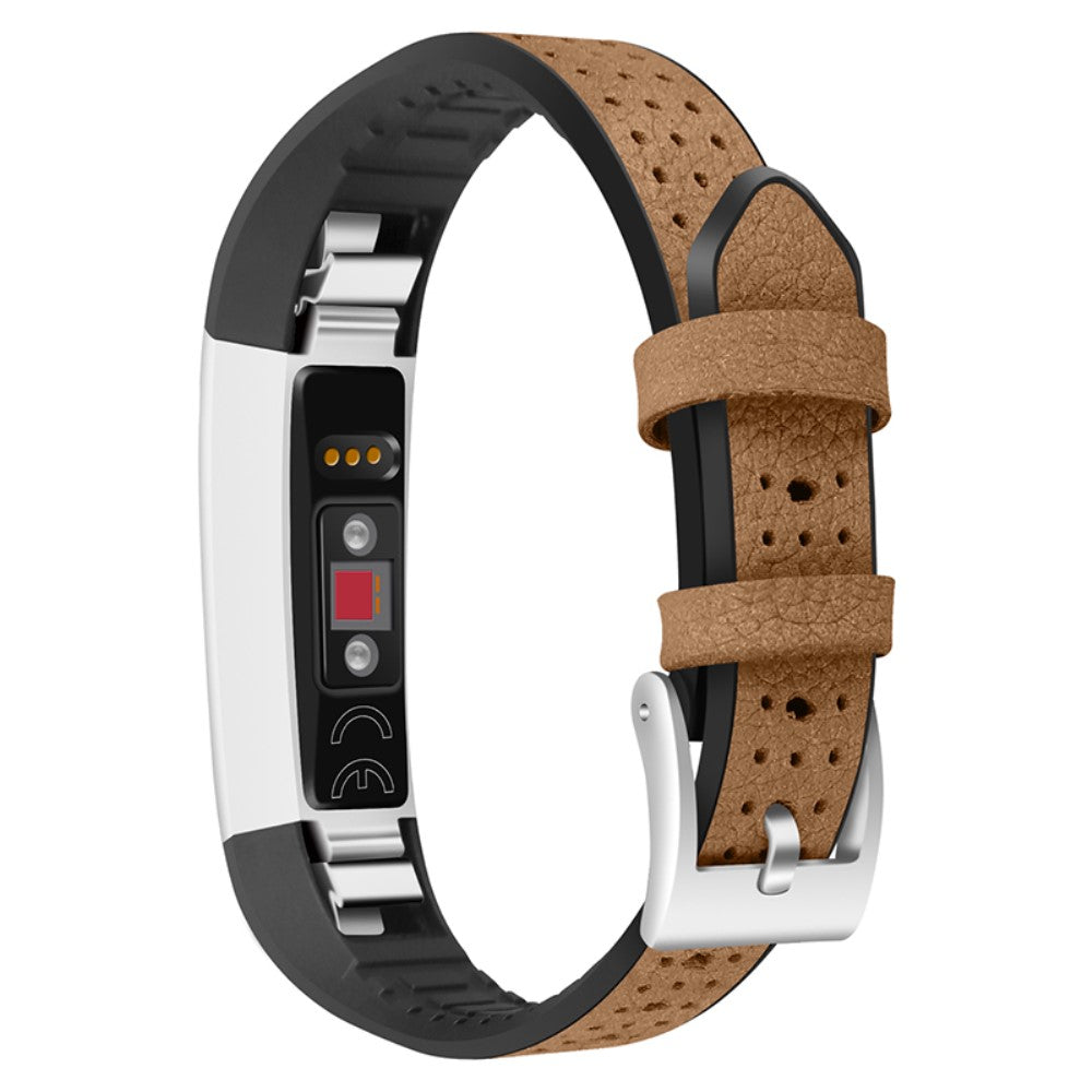 Super holdbart Fitbit Alta Ægte læder Rem - Brun#serie_6