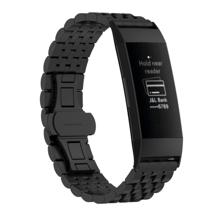 Godt Fitbit Charge 3 Metal Rem - Sort#serie_4