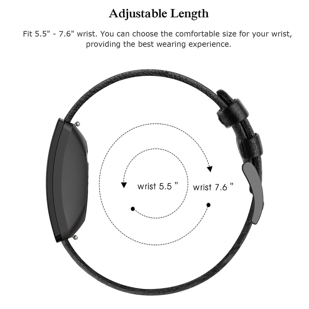 Helt vildt slidstærk Fitbit Inspire Ægte læder Rem - Sort#serie_1