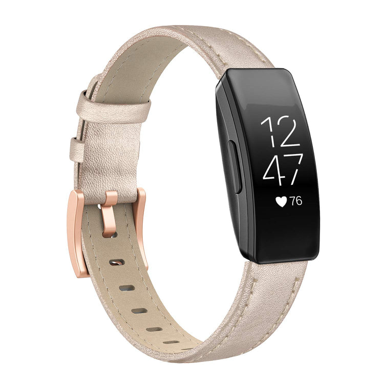 Helt vildt slidstærk Fitbit Inspire Ægte læder Rem - Beige#serie_4