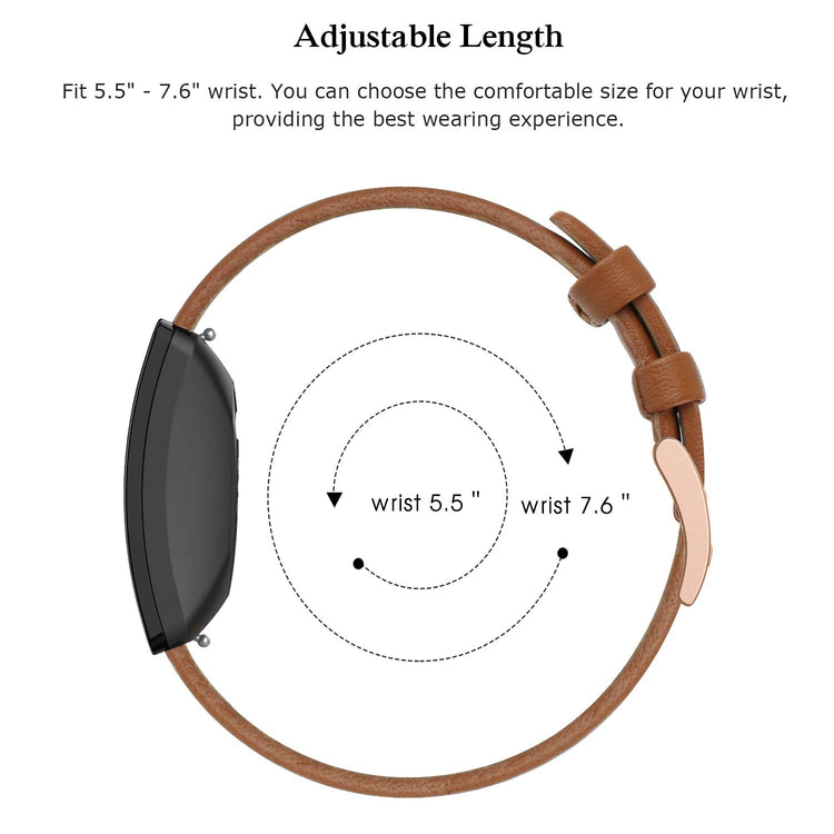 Helt vildt slidstærk Fitbit Inspire Ægte læder Rem - Brun#serie_5