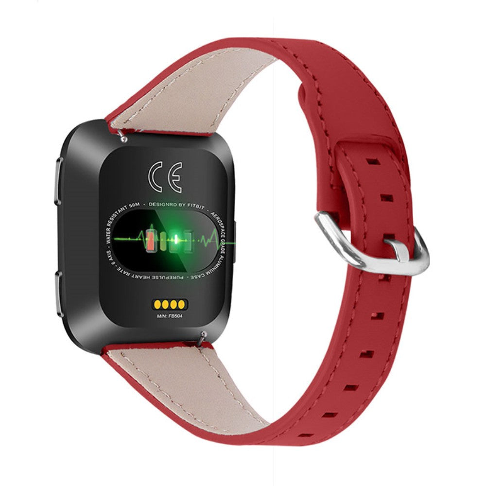 Stilren Fitbit Versa 2 / Fitbit Versa Lite Ægte læder Rem - Rød#serie_5