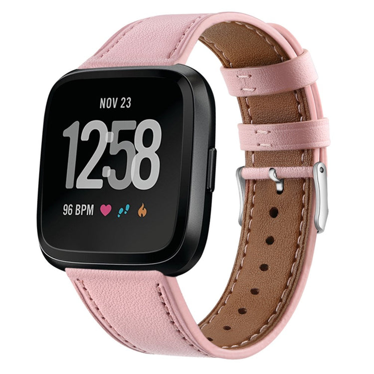 Elegant Fitbit Versa 2 / Fitbit Versa Lite Ægte læder Urrem - Pink#serie_2