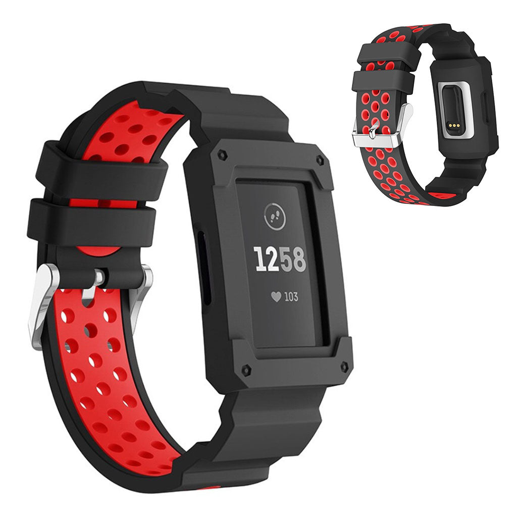 Glimrende Fitbit Charge 4 / Fitbit Charge 3 Silikone Urrem - Rød#serie_3