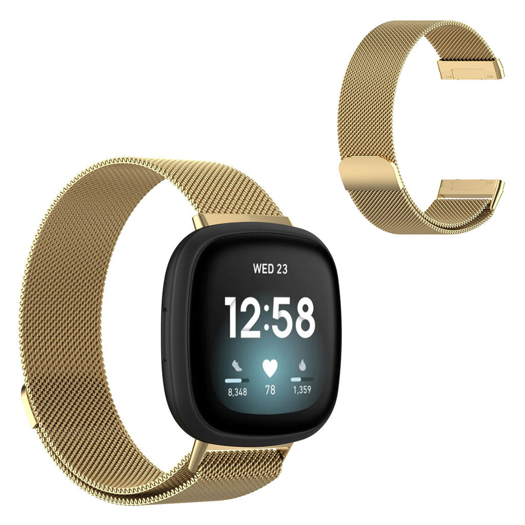 Super fint Fitbit Versa 3 / Fitbit Sense Metal Rem - Størrelse: S - Guld#serie_4