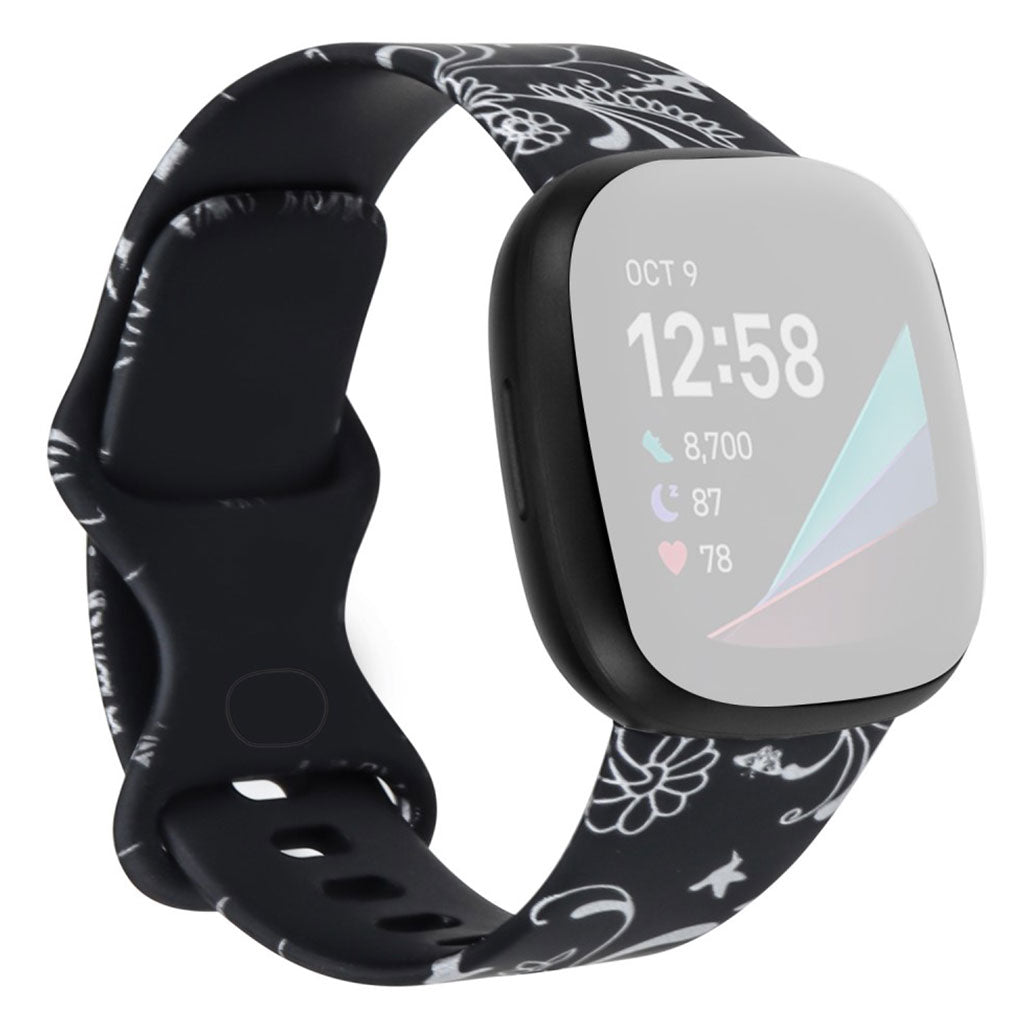 Meget hårdfør Fitbit Versa 3 Silikone Rem - Størrelse: L - Sort#serie_7