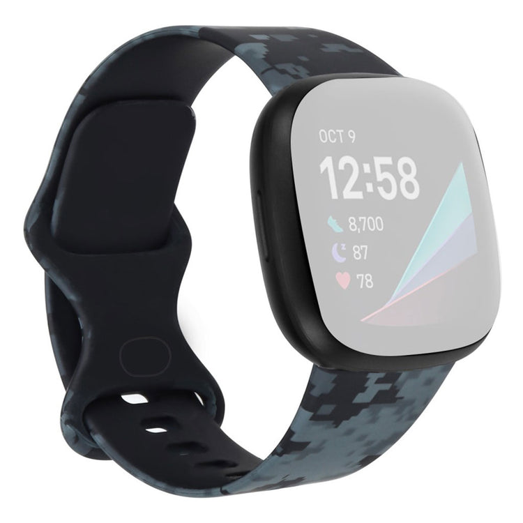 Meget hårdfør Fitbit Versa 3 Silikone Rem - Størrelse: L - Sort#serie_8