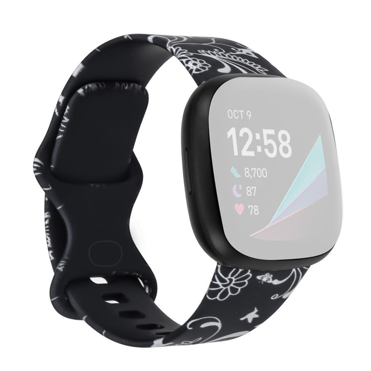 Meget kønt Fitbit Versa 3 Silikone Rem - Størrelse: S - Sort#serie_7