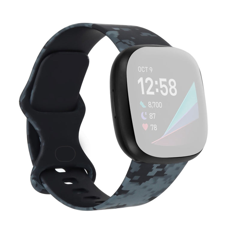 Meget kønt Fitbit Versa 3 Silikone Rem - Størrelse: S - Sort#serie_8