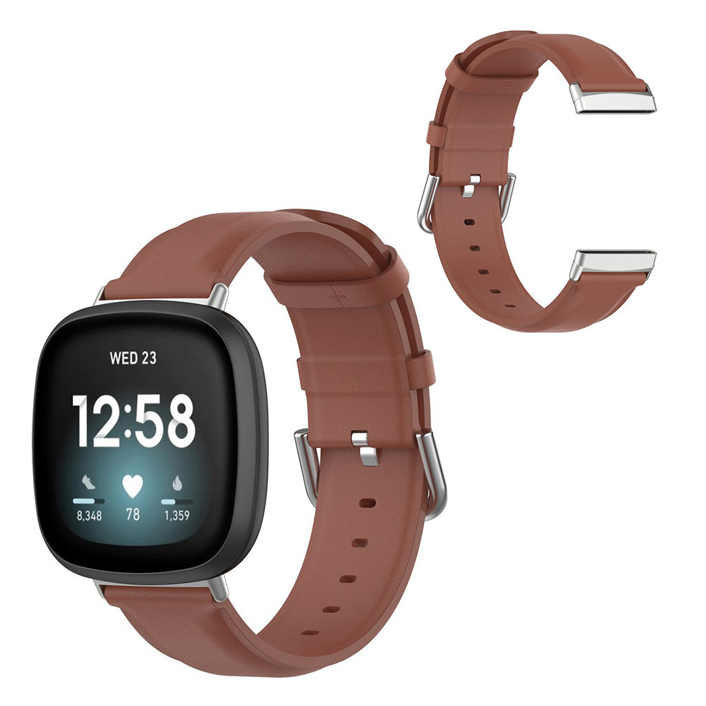 Vildt hårdfør Fitbit Versa 3 / Fitbit Sense Ægte læder Rem - Brun#serie_7