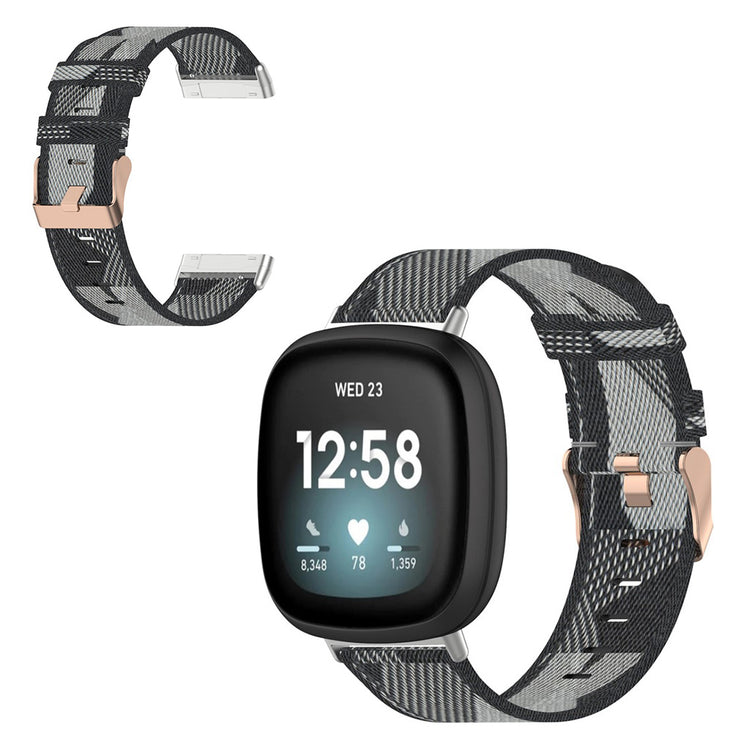 Meget komfortabel Fitbit Versa 3 / Fitbit Sense Nylon Rem - Sølv#serie_6