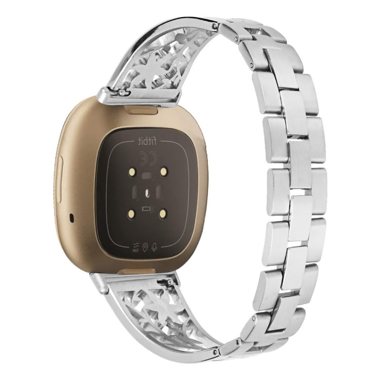 Eminent Fitbit Versa 3 / Fitbit Sense Metal og Rhinsten Rem - Sølv#serie_1