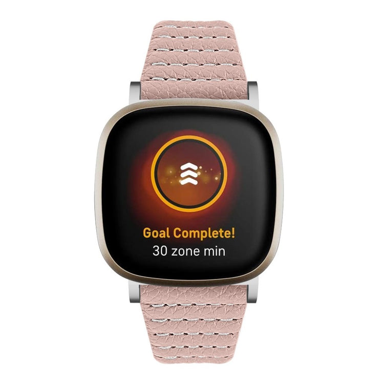 Meget flot Fitbit Versa 3 / Fitbit Sense Ægte læder Rem - Pink#serie_4