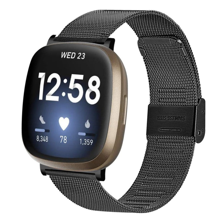 Vildt rart Fitbit Versa 3 / Fitbit Sense Metal Rem - Sort#serie_1