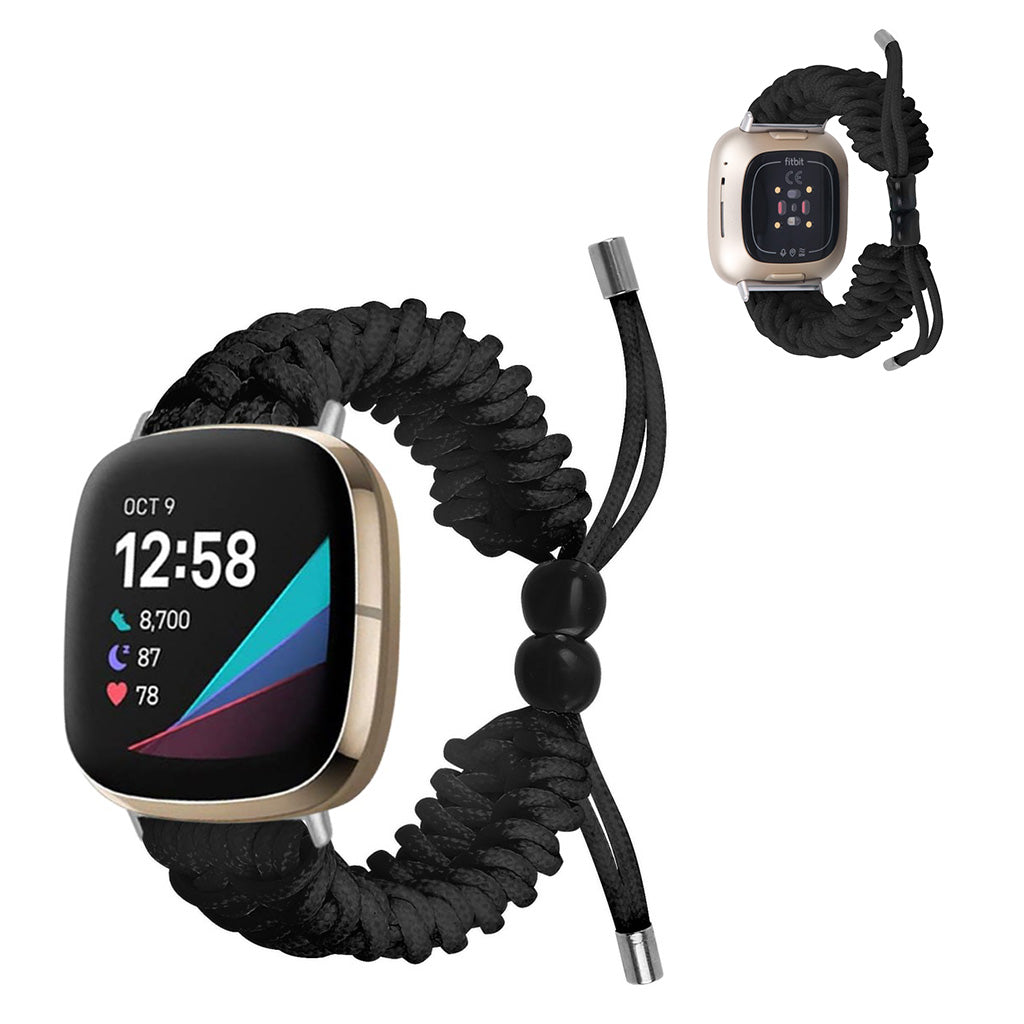 Meget pænt Fitbit Versa 3 / Fitbit Sense Nylon Rem - Sort#serie_9