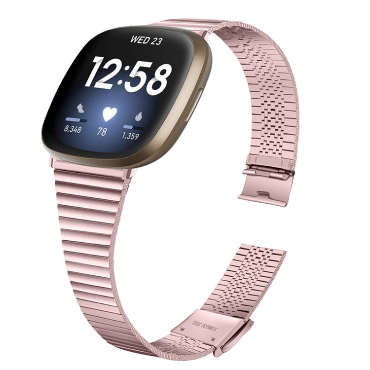 Rigtigt slidstærk Fitbit Versa 3 Metal Rem - Pink#serie_2