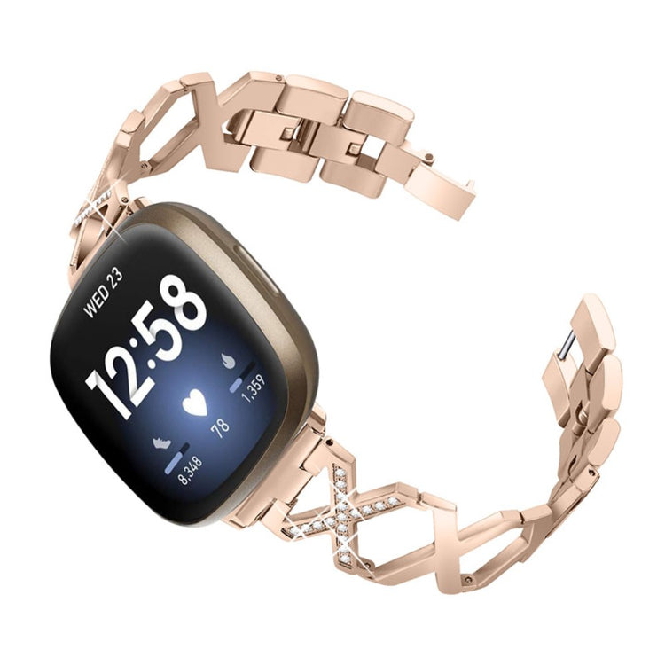 Mega nydelig Fitbit Versa 3 Metal og Rhinsten Rem - Guld#serie_4