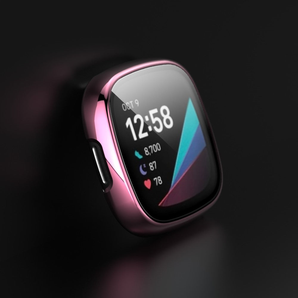 Vildt Godt Fitbit Versa 3 Cover med Skærmbeskytter i Plastik og Hærdet Glas - Pink#serie_1