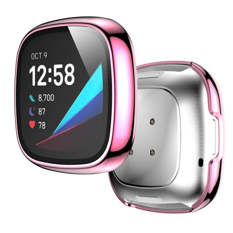 Vildt Godt Fitbit Versa 3 Cover med Skærmbeskytter i Plastik og Hærdet Glas - Pink#serie_1