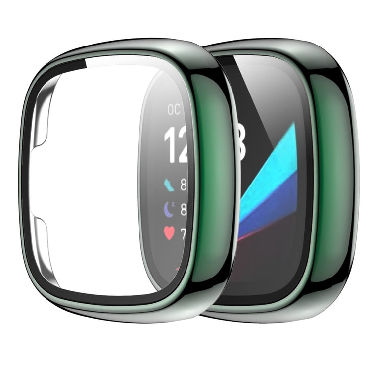 Vildt Godt Fitbit Versa 3 Cover med Skærmbeskytter i Plastik og Hærdet Glas - Grøn#serie_7