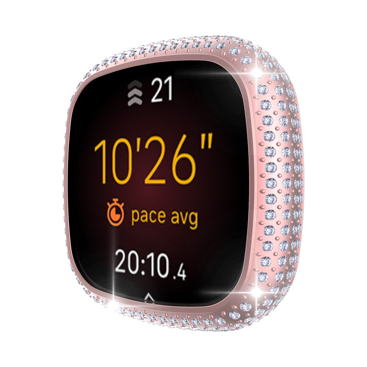 Fitbit Versa 3  Plastik og Rhinsten Bumper  - Pink#serie_2