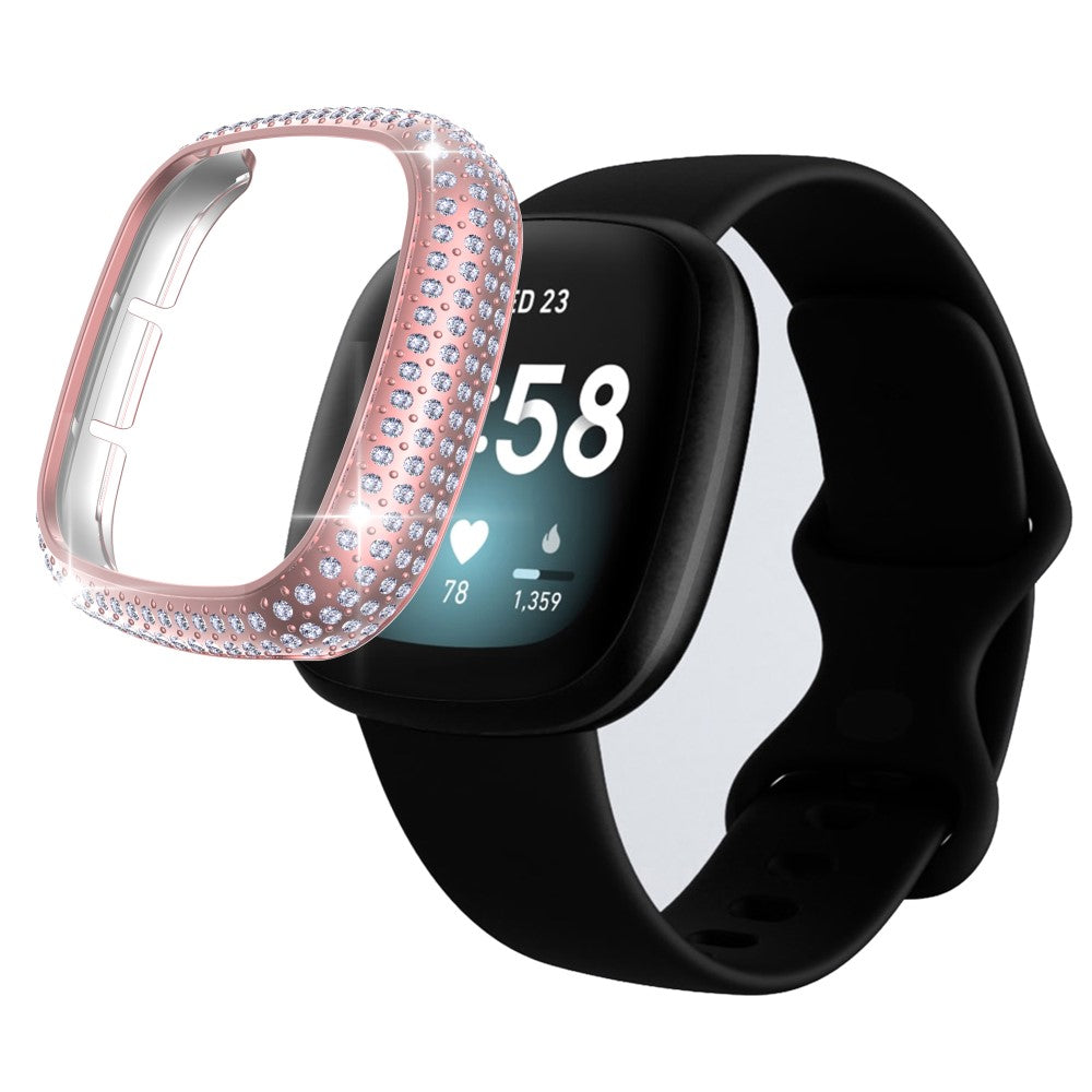 Fitbit Versa 3  Plastik og Rhinsten Bumper  - Pink#serie_2