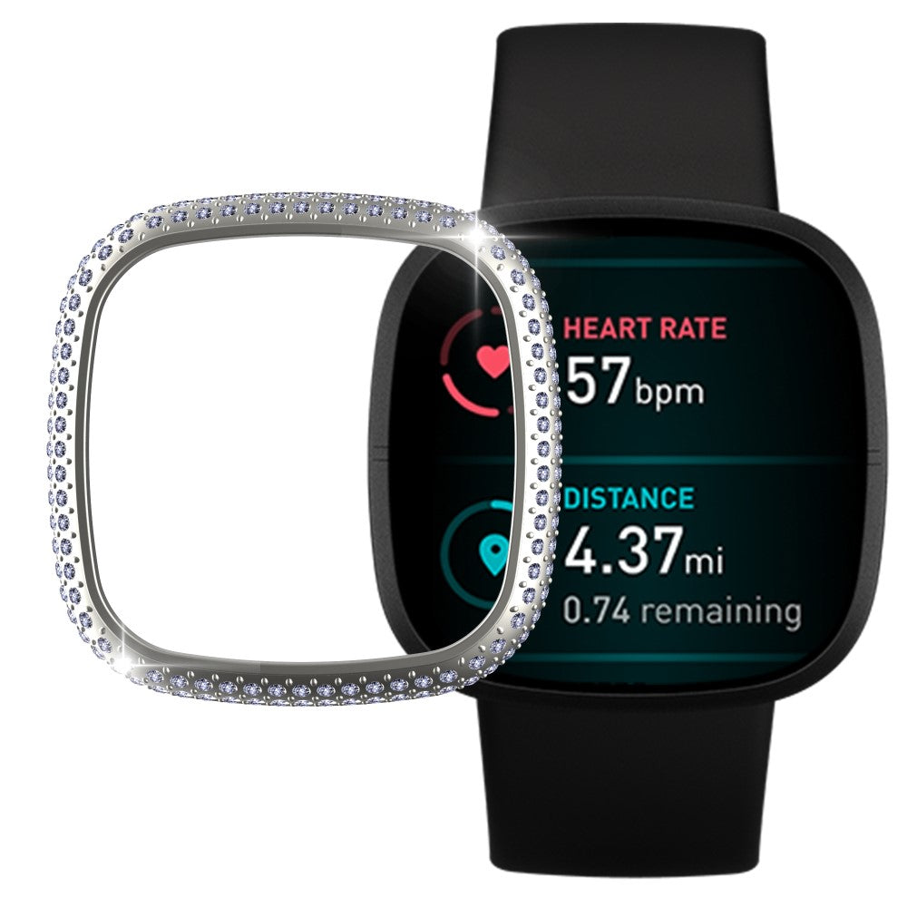 Fitbit Versa 3  Plastik og Rhinsten Bumper  - Sølv#serie_8