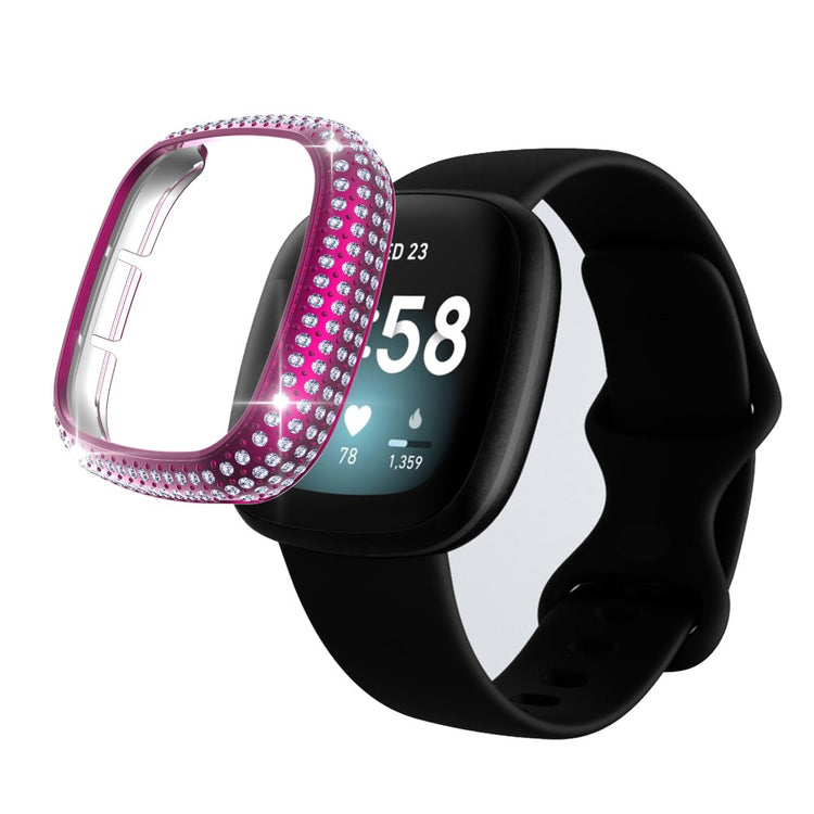 Fitbit Versa 3  Plastik og Rhinsten Bumper  - Lilla#serie_9