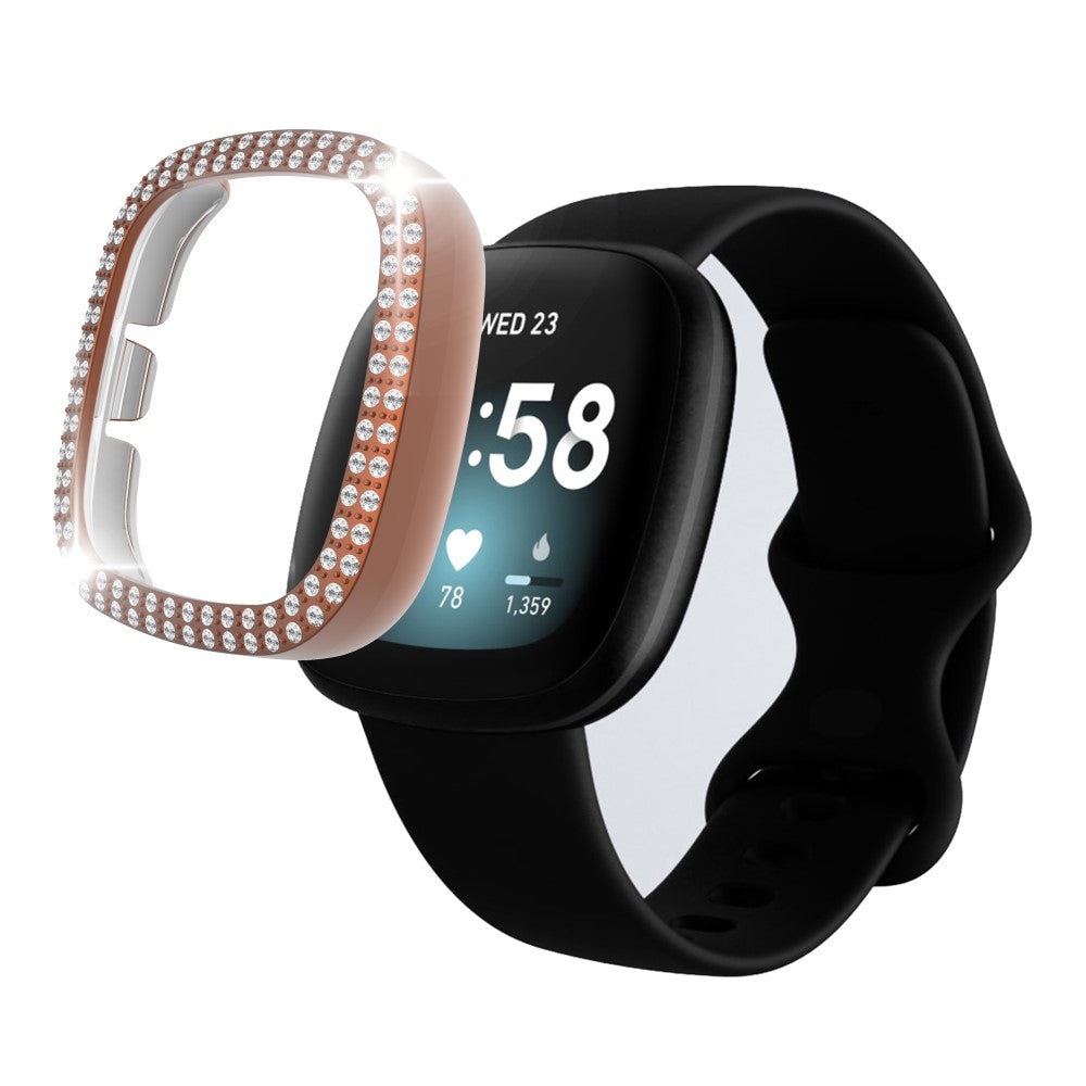 Fitbit Versa 3  Plastik og Rhinsten Bumper  - Guld#serie_7