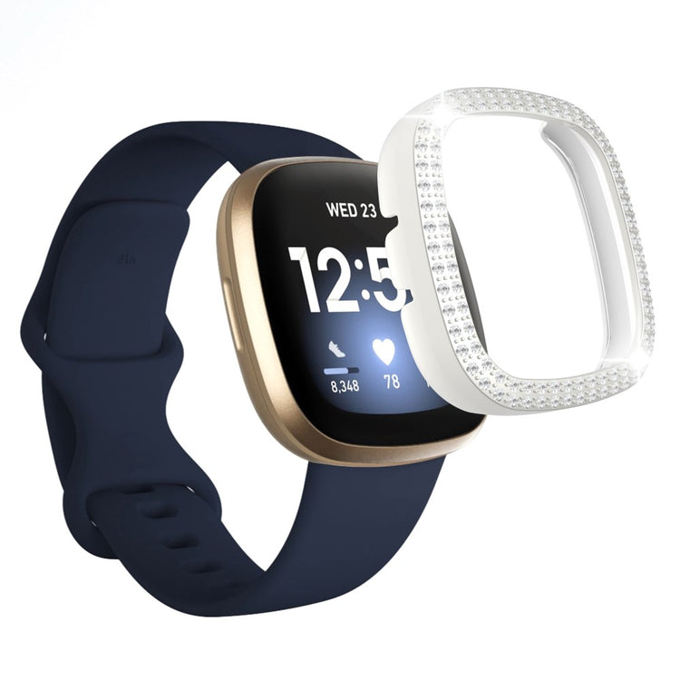 Fitbit Versa 3  Plastik og Rhinsten Bumper  - Sølv#serie_9