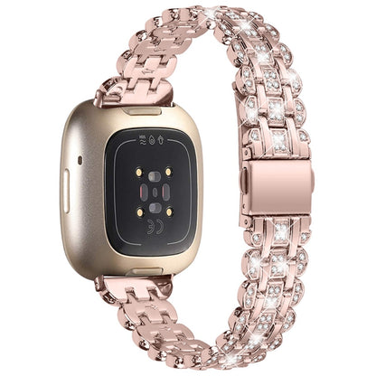 Mega fint Fitbit Versa 3 Metal og  Rhinsten Urrem - Pink#serie_1